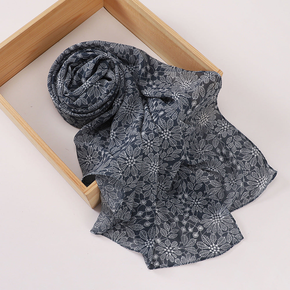 MSL358  Rose flower print hijab (MOQ:2 pieces)