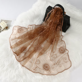 VE154  Nylon Embroidered Breathable Lightweight Hijab