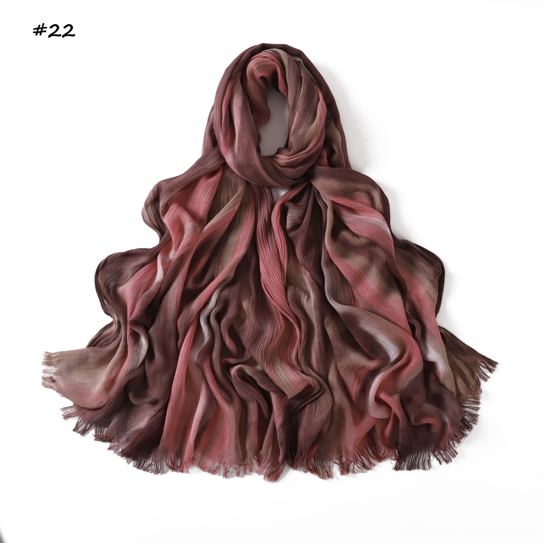 YZ331  Gradient Viscose Crinkle Long Hijab Lightweight Breathable