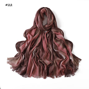 YZ331  Gradient Viscose Crinkle Long Hijab Lightweight Breathable