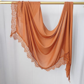 WJ079 Plain Cotton Lace Trim Modal Hijab