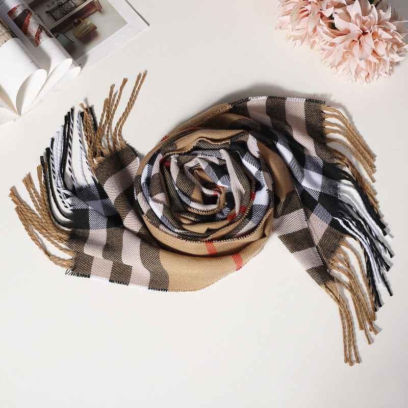 TL-32  Fashion Plaid Faux Cashmere Scarf