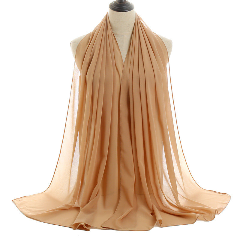 YW016  Plain pearl chiffon hijab