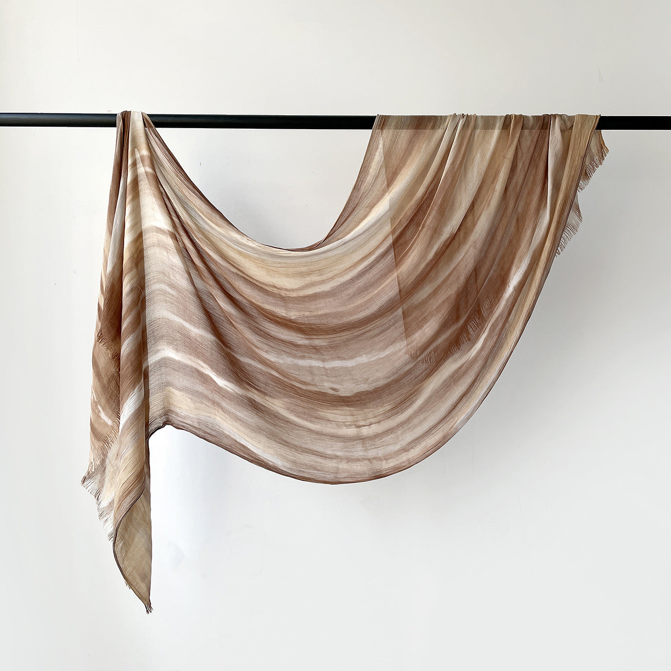 SS007  Gradient Rainbow Collection Short Tassel Crinkled Hijab