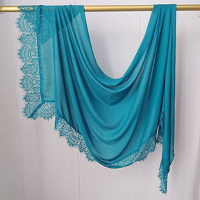 WJ079 Plain Cotton Lace Trim Modal Hijab