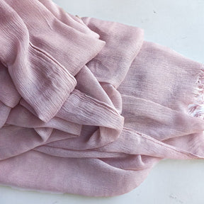 WJA79  Plain natural crinkle cotton hijab with fringes on both ends
