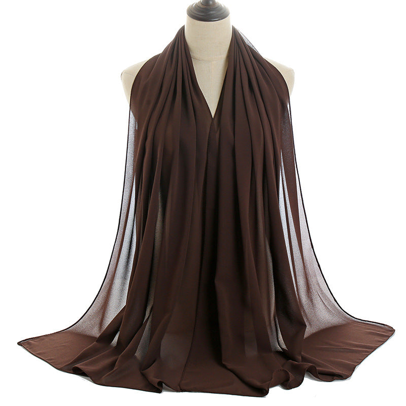 YW016  Plain pearl chiffon hijab