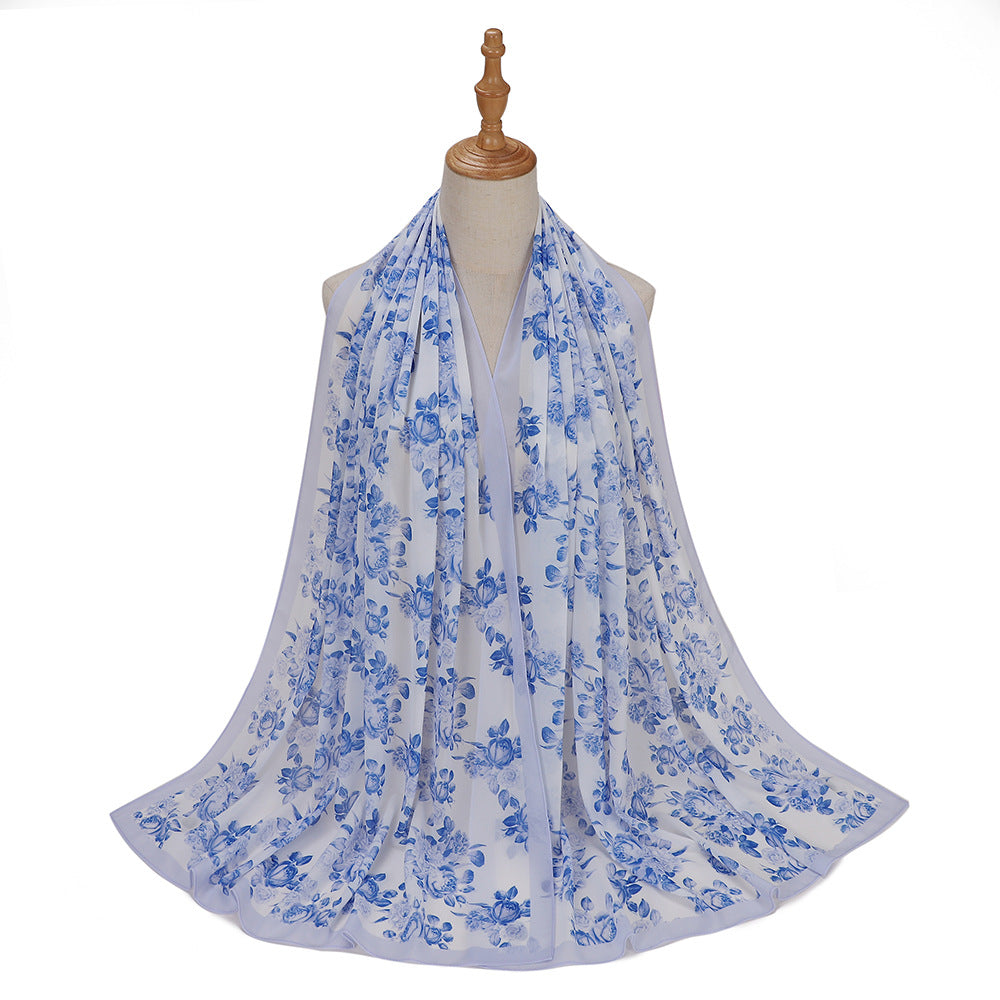 MSL333  New spring and summer pearl chiffon digital printing color scarf New spring and summer pearl chiffon digital printing color scarf