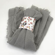 WJ01  Plain Seersucker Crinkle Fringe Edge Large Hijab