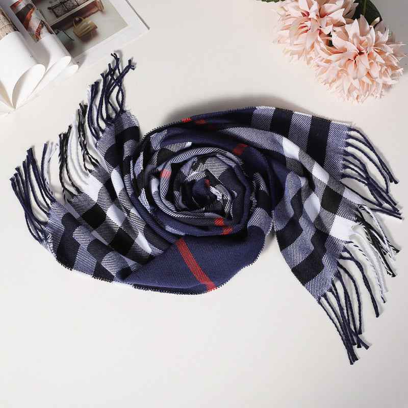 TL-32  Fashion Plaid Faux Cashmere Scarf