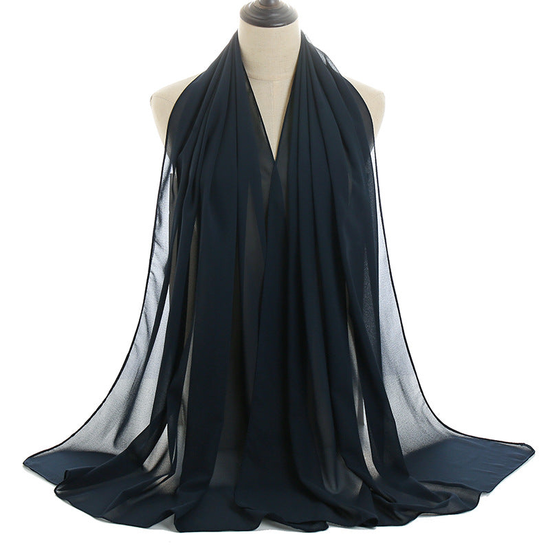YW016  Plain pearl chiffon hijab