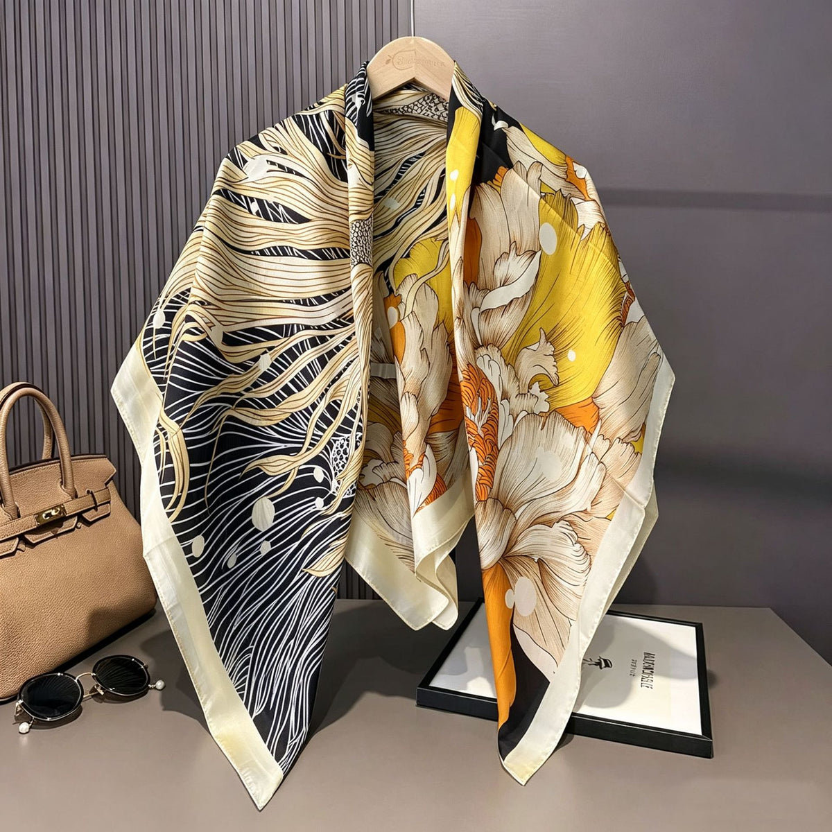S11001  110*110 cm Printed Silk-Look Large Square Scarf