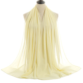 YW016  Plain pearl chiffon hijab
