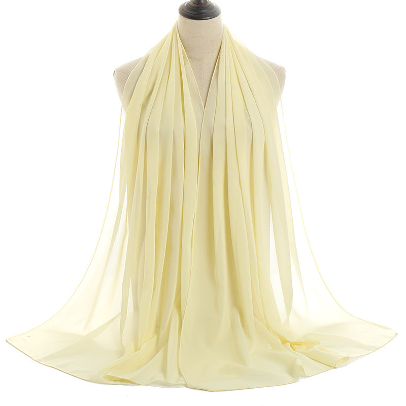 YW016  Plain pearl chiffon hijab