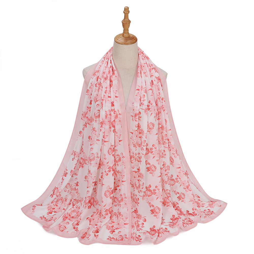 MSL333  New spring and summer pearl chiffon digital printing color scarf New spring and summer pearl chiffon digital printing color scarf