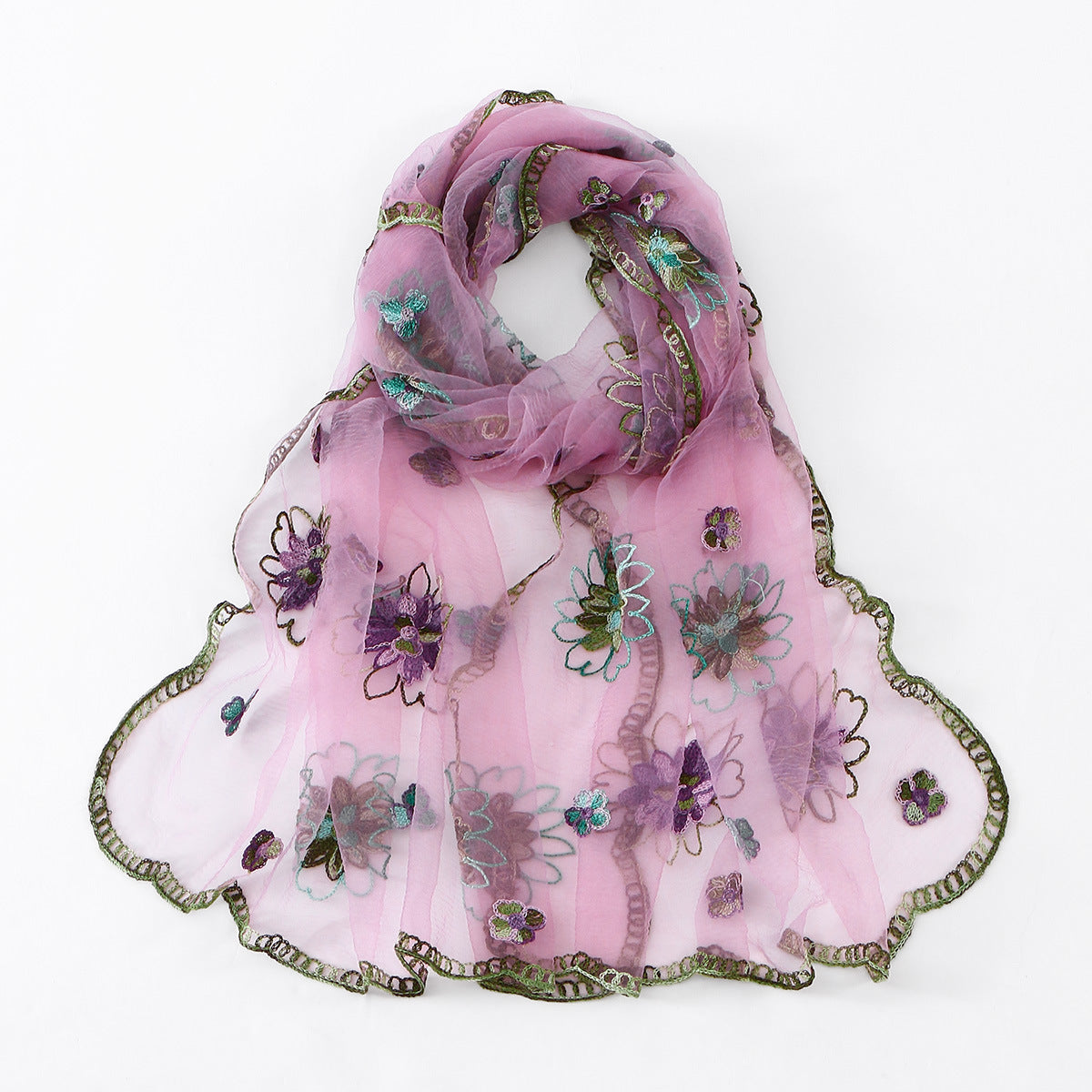 VE154  Nylon Embroidered Breathable Lightweight Hijab