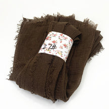 WJ01  Plain Seersucker Crinkle Fringe Edge Large Hijab