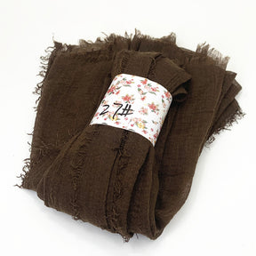 WJ01  Plain Seersucker Crinkle Fringe Edge Large Hijab