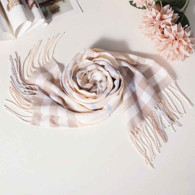 TL-32  Fashion Plaid Faux Cashmere Scarf