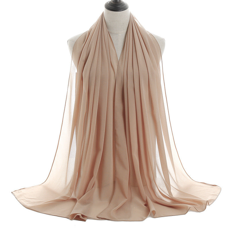 YW016  Plain pearl chiffon hijab