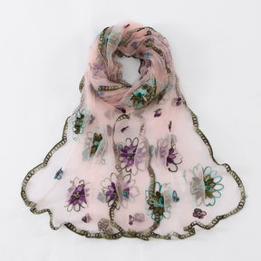 VE154  Nylon Embroidered Breathable Lightweight Hijab