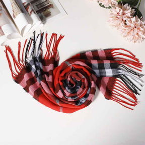 TL-32  Fashion Plaid Faux Cashmere Scarf