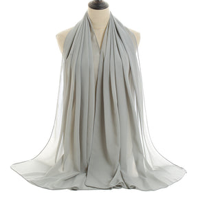 YW016  Plain pearl chiffon hijab