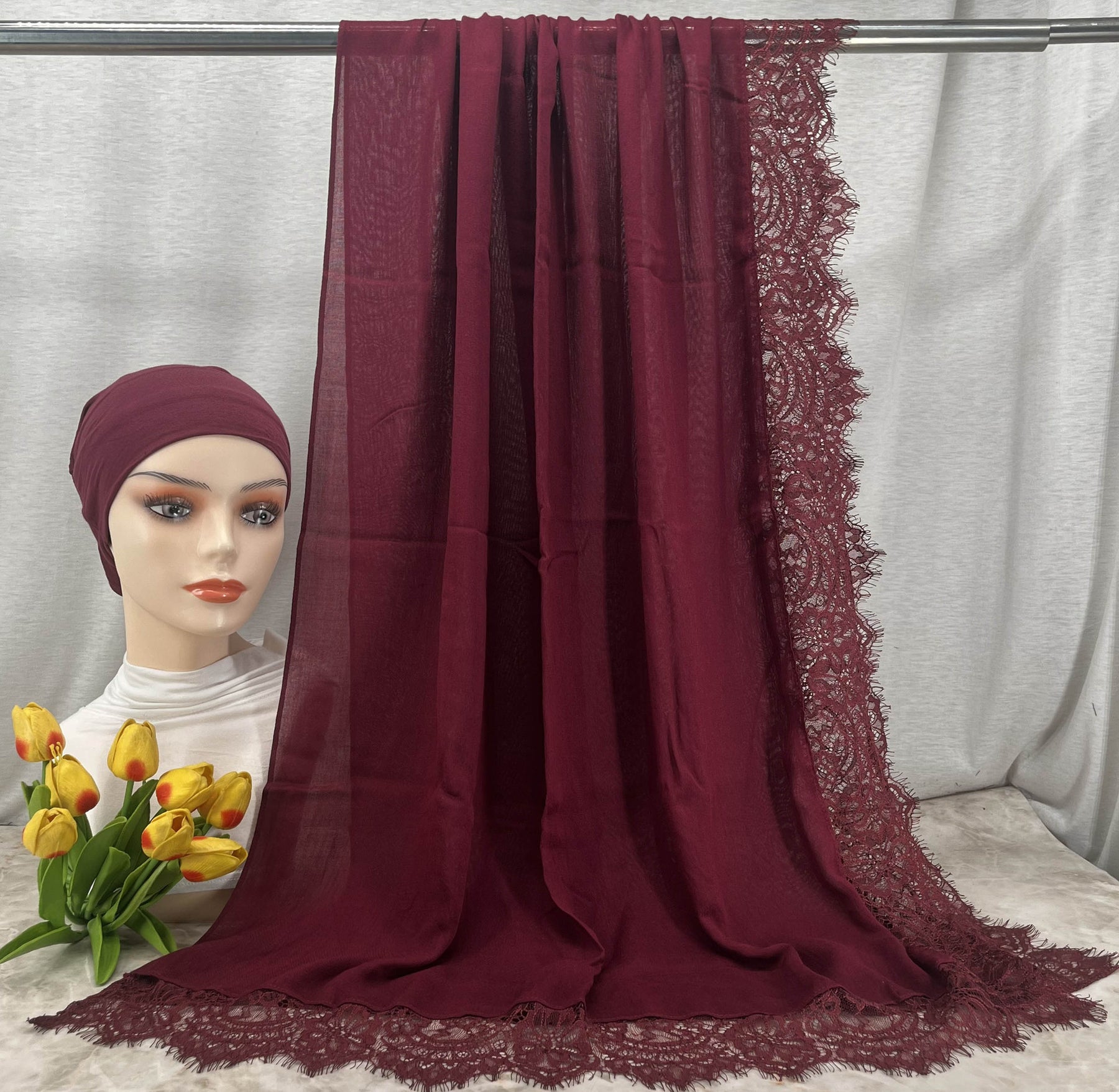 HY002  Elegant Plain Breathable Modal Hijab + Undercap Set