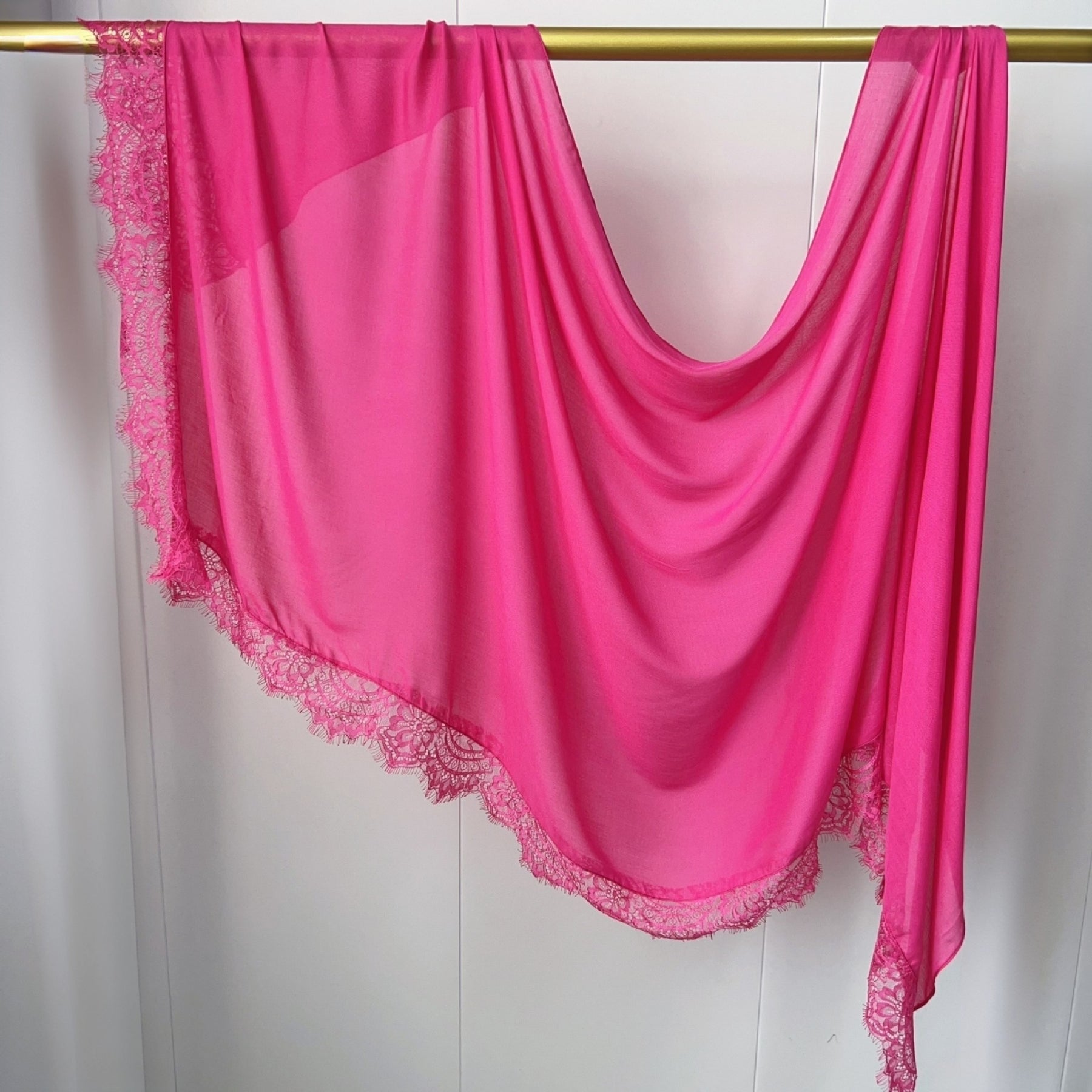 WJ079 Plain Cotton Lace Trim Modal Hijab