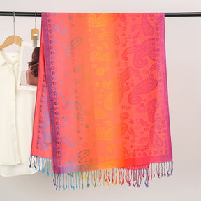 YF0438  Colorful Jacquard Soft Polyester Tassel Long Scarf