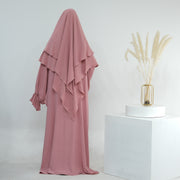 Pañuelo de cabeza de doble capa rosa + HJ908
