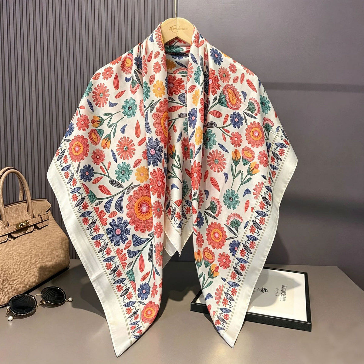 S11001  110*110 cm Printed Silk-Look Large Square Scarf