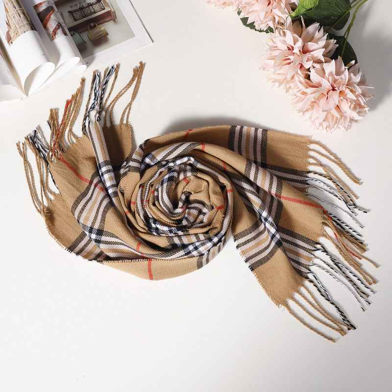 TL-32  Fashion Plaid Faux Cashmere Scarf