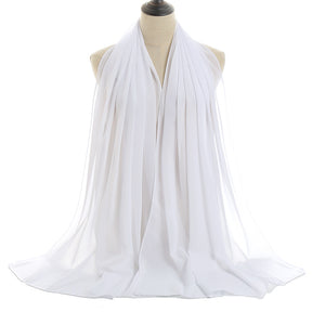YW016  Plain pearl chiffon hijab