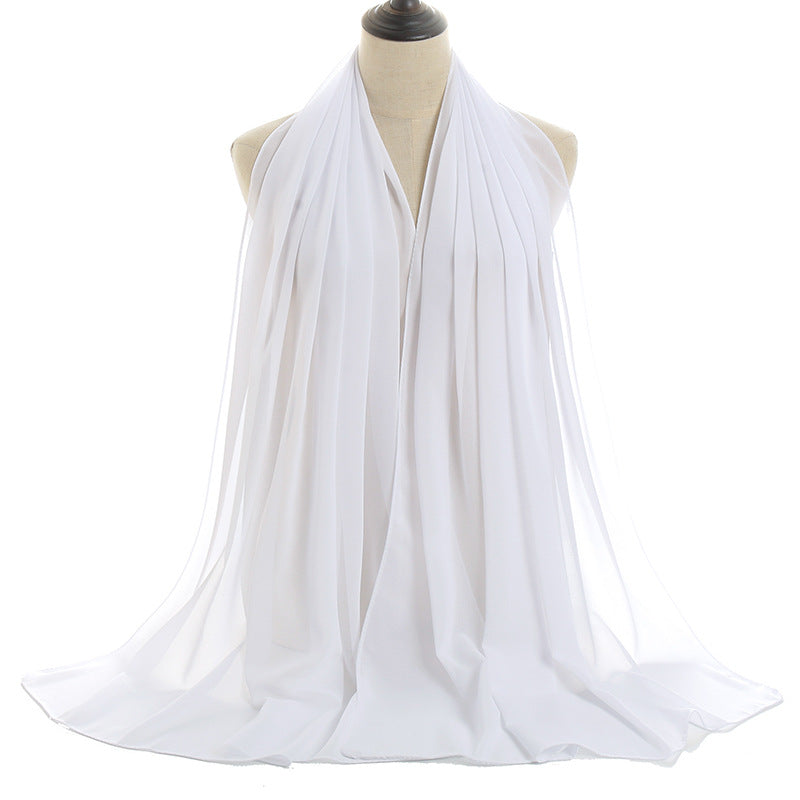 YW016  Plain pearl chiffon hijab