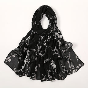 YW332  Fresh floral chiffon print long scarf for women in stock Hot selling small floral long shawl plain hijab  hijab/tudung  printed hijab