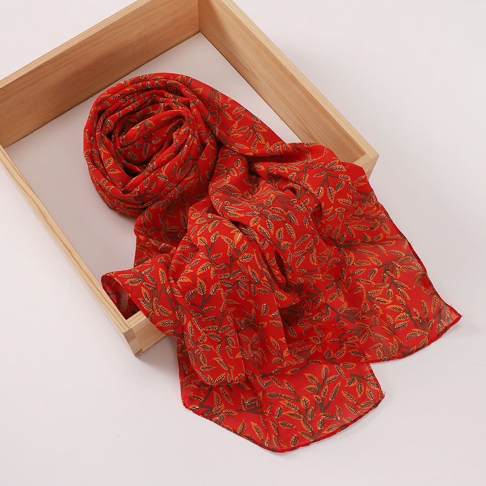 MSL358  Rose flower print hijab (MOQ:2 pieces)