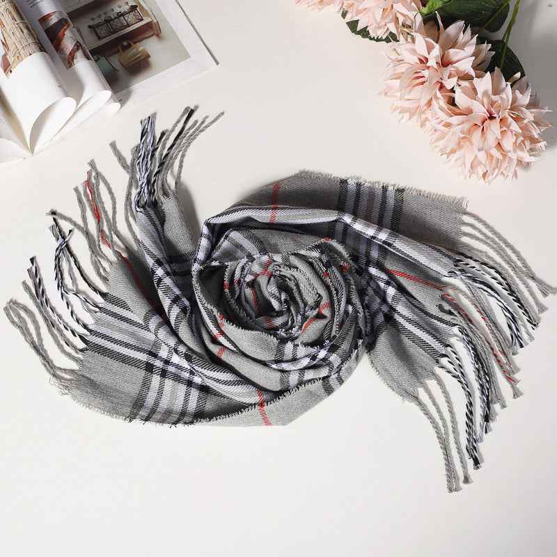 TL-32  Fashion Plaid Faux Cashmere Scarf
