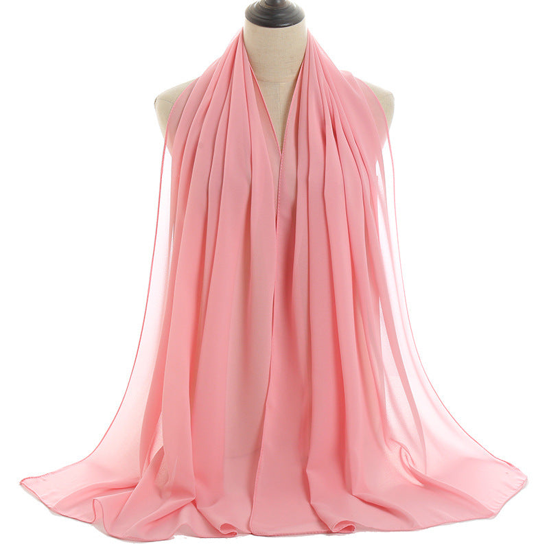 YW016  Plain pearl chiffon hijab