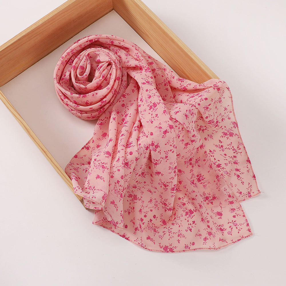 MSL358  Rose flower print hijab (MOQ:2 pieces)