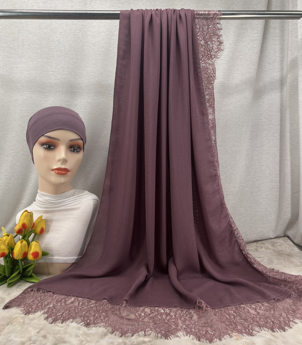 HY002  Elegant Plain Breathable Modal Hijab + Undercap Set