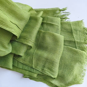 WJA79  Plain natural crinkle cotton hijab with fringes on both ends