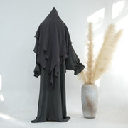 Pañuelo de cabeza de doble capa gris oscuro + HJ908