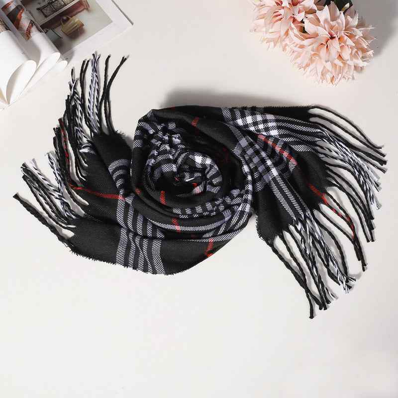 TL-32  Fashion Plaid Faux Cashmere Scarf
