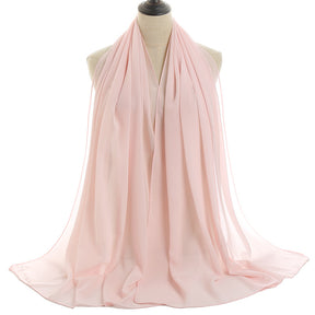 YW016  Plain pearl chiffon hijab