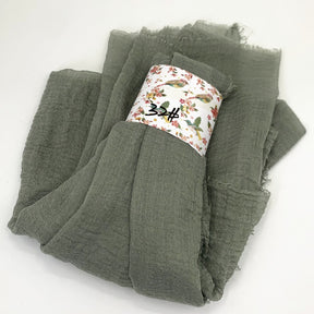 WJ01  Plain Seersucker Crinkle Fringe Edge Large Hijab