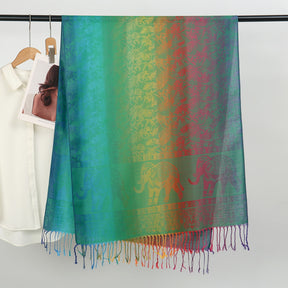 YF0438  Colorful Jacquard Soft Polyester Tassel Long Scarf