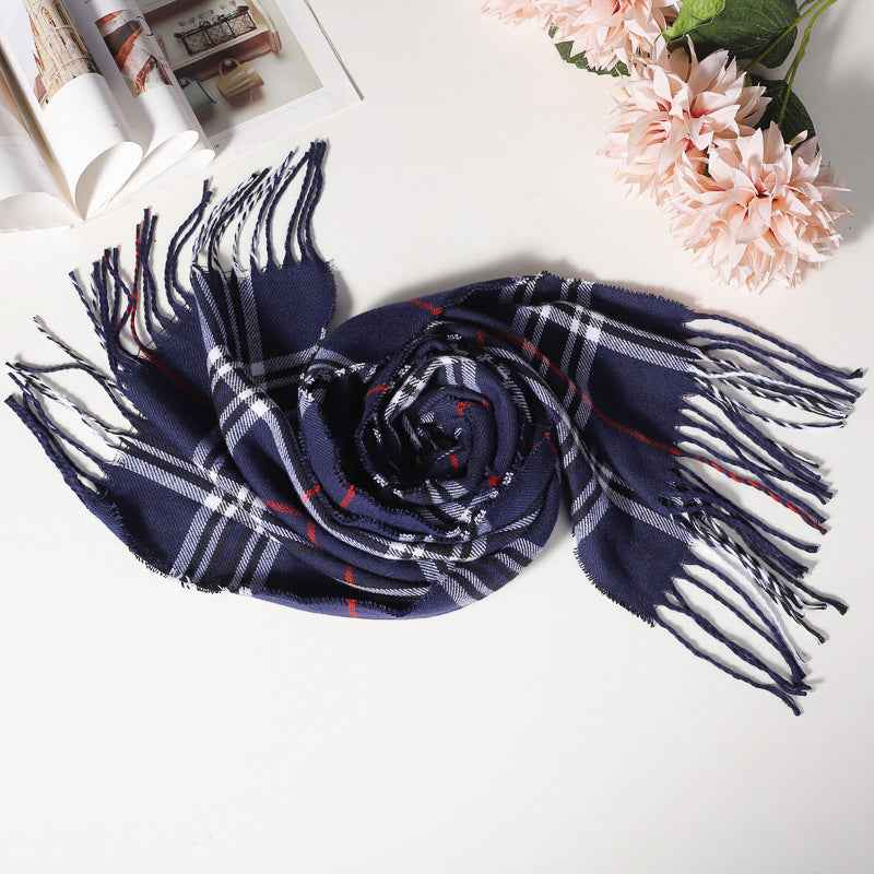TL-32  Fashion Plaid Faux Cashmere Scarf