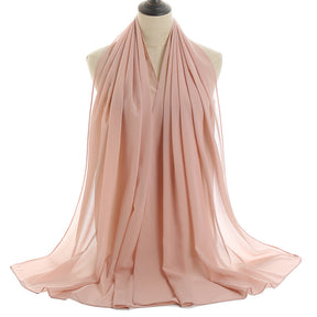 YW016  Plain pearl chiffon hijab