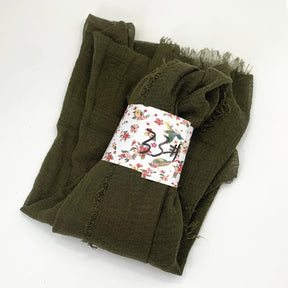 WJ01  Plain Seersucker Crinkle Fringe Edge Large Hijab
